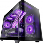 Mars Gaming MC-FUSIONM, Gaming Micro-ATX korpus, k&uuml;lgaken ja kumer esiklaas karastatud klaas, PC Mini Tower Double Chamber, vedelikjahutuse tugi, optimeeritud sisemus, must