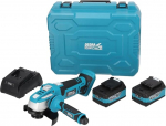 DEDRA Tool Set in Case 18 V, Universal Diameter 115-125 mm Thick Angle Grinder, M14 Thread 9500 rpm, Set of 2 4.0Ah Batteries, 60 W Charger, Long Life and High Performance