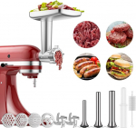 Meat Grinder Attachment for Kitchenaid Stand Mixer Includes 3 Sausage Stuffing Horns, 2 Grinding Blades, 4 Grinding Disc and Cleaning Brush, Meat Grinder for KitchenAid Accessories GVODE