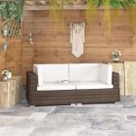 Leepesx Corner Sofas Set of 2 with Cushions, Chaise Longue, Couch, Cauchsofa, Relaxing Sofa, Sofas & Couches, Living Room Sofa, Pallet Sofa Indoor, Poly Rattan Brown
