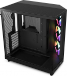 NZXT H6 Flow RGB, CC-H61FB-R1, kompaktne kesk-, torni korpus kahe kambriga, sisaldab 3 x 120 mm, RGB ventilaatorit, klaaspaneelid panoraamvaatega, suure j&otilde;udlusega, &otilde;huvoolupaneelid, mustad