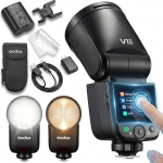 Godox V1 MID N kaamerasalam Nikonile, 55Ws &uuml;mmarguse peaga speedlite, 24 mm optika, 650+ v&auml;lk, TTL/HSS 1/8000s, V1MID reisiblokk Nikon Z6III Z8 Z5 Z50II Z50 Zfc Z6II Z30 Z6 Z50II Z7II Z8 Z9 D3500 jaoks