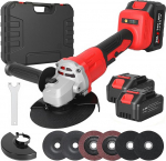 Aku nurklihvmasin 125 mm, t&auml;iustatud aku l&otilde;iketera 2 x 3,0 Ah akudega ja laadijaga, harjadeta mootoriga nurklihvmasina aku 6 saeteraga, 12000 rpm, t&auml;pseks l&otilde;ikamiseks