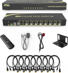 Huasion KVM l&uuml;liti, 8 port v2.0 HDMI KVM l&uuml;liti toetab kiirklahvide vahetamist 4K@60Hz 4:4:4 1080p 3D, 8 sisse 1 v&auml;lja 8 arvutit, mis jagavad &uuml;he komplekti klaviatuuri ja hiirega