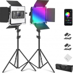 NEEWER Upgrades 660 PRO II RGB LED videovalgus koos rakenduse juhtimise ja statiiviga, 2 Pack 50W Key Light Panel videovalgus 7000lux CRI97 + 3200K ~ 5600K m&auml;ngude striimimiseks YouTube'i stuudios fotograafia jaoks