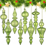 Mifoci Mercury Glass Finials j&otilde;ulukaunistused Rippuvad j&otilde;ulukaunistused Klaasist kaunistused Valikus elavh&otilde;bedaklaasist kaunistused Vintage Holiday Christmas Tree Decorations 8 t&uuml;kki (v&auml;rske roheline)