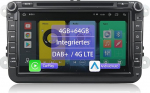 Androidi autoraadio Seat/Skoda/VW Touran Sharan Caddy Golf 5/6 T5 Polo Universal Upgrade Double DIN raadio koos nuppude/Bluetooth/Navi/WiFi/DAB (4GB + 64GB)