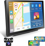 9-tolline kaasaskantav autoraadio traadita Carplay Android autoekraaniga, 7-32 V puuteekraan koos h&auml;&auml;lassistendiga/Bluetooth/FM saatja/AUX+ kaameraga