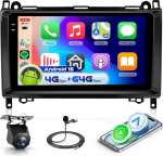 4G 64G VECHTEL 9" Bluetooth-Autoradio f&uuml;r Mercedes-Benz B200 2008-2011 B-Klasse W169 W245 Viano Vito W639 Sprinter W906 Carplay Android Auto,EQ,WiFi GPS,RDS/FM Radio 2 Din mit AHD tagasis&otilde;idukamera