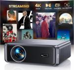 Mini projektor 4K Dolby Audio, 1000 ANSI Auto Focus/6D Keystone Correction, WiFi 6/Bluetooth Full HD 1080P kodukino projektor v&auml;ljas aias kaasaskantav projektor Android/iPhone mobiiltelefonile