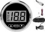 Tbest Boat Depth Gauge 52mm / 2" Marine Depth Gauge Digital Waterproof IP67 Max 100M / 110Yd White Backlight for Yachts, Fishing Boats