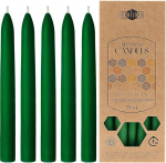 Danilovo Pure Beeswax Taper Candles Pack of 5 - looduslik, j&auml;tkusuutlik, kaua p&otilde;lev mesilasvaha k&uuml;&uuml;nal igaks juhuks ja k&uuml;&uuml;nla hoidja - tilgavaba, suitsuvaba, mesi l&otilde;hnaga, roheline