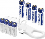 Rapthor AA aku 1,5 V laetav 8 kaupa, suure j&otilde;udlusega, kiire ja kauakestev USB-C laadimine, 3600 mWh puldi, akutoitega m&auml;nguasjade, klaviatuuride jaoks.