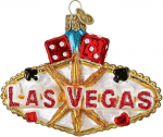 Vana Maailma J&otilde;ulud Las Vegas Sign Klaasist puhutud ornament