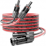 deleyCON 20 m PV4 p&auml;ikesekaabli pikendus komplekt 6 mm&sup2; fotogalvaanilistele s&uuml;steemidele - pikenduskaabel jada- ja paralleelkaablile - 1kV AC 1,5 kV DC - ilmastikukindel UV-kindel IP68 - punane ja must