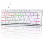 TMKB T68E m&auml;nguklaviatuur, 60% mehaaniline klaviatuur, tihendusstruktuur nupuga, US paigutus, Hot Swap, RGB, lineaarne l&uuml;liti, 66 klahvi kompaktne miniklaviatuur Windows/macOS/Linux jaoks - valge