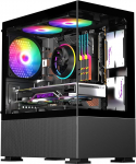 IONZ KZ-V Mini Aether PC Gaming Case M/ATX karastatud klaasiga, maksimaalne juurdep&auml;&auml;s k&otilde;ikidele komponentidele + 3 x 120mm ARGB ventilaatorit - must