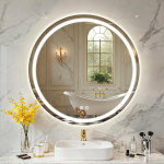 Badspiegel mit Beleuchtung, Runder Spiegel mit Beleuchtung, Badezimmer Spiegel Rund 70 cm, 3 Lichtfarben, HD Tempered Glass, Antibeschlag, Touch-Schalter