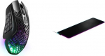 SteelSeries Aerox 9 traadita m&auml;nguhiir - &uuml;likerge MMOde/MOBAde jaoks - 89g kaal - 18 programmeeritavat nuppu - Bluetooth/2.4GHz & QcK Prism Cloth XL - m&auml;nguhiire pad - suurus XL