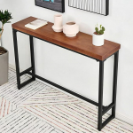 Konsolentisch, Beistelltisch, schmaler Sofatisch, Kleiner Ausstellungstisch mit Ablage, for Wohnzimmer Flur B&uuml;ro, Metallgestell, Vintage Braun(1-Tier,140x30x85cm)