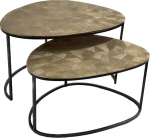 Couchtisch Set Filorin Aluminium Bronze Braun Metallgestell Masse 90x65x50 70x55x40 cm, Masse:90 cm X 65 cm + 70 cm X 55 cm