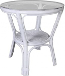 Kohvilaud 60 x 56 x 60 cm Country House Style klaasist rotangist valge