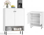 KOMFOTTEU k&ouml;&ouml;gikapp 2 uksega ja 1 avatud reagliga, reguleeritavate riiulitega k&uuml;laliskapp, k&uuml;laliskapp, buffeekapp, 75 x 35 x 95 cm, hoiukapp elutuppa, s&ouml;&ouml;gituppa (valge)