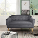 Diivan 2-kohaline, Sametist v&auml;ike diivan k&auml;etoega, kaasaegne mini diivan, v&auml;ike diivan elutuppa/magamistuppa/kontorisse/korterisse, lihtne kokkupanek, 73 &times; 129 &times; 75 cm, tumehall
