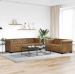 Chesterfield diivanikomplekt, 2-kohaline ja 3-kohaline diivan, diivan diivan, elutoa diivan, magamistoa diivan, diivanikomplekt, polsterdatud diivan, elutoa m&ouml;&ouml;bel, salongim&ouml;&ouml;bel, kunstnahk, pruun