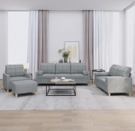 4-osaline polsterdatud komplekt helehall kaasaegne kangast diivanikomplekt tugitool 2-kohaline 3-kohaline rullpehmendusega tool elutuppa kontorisse esikusse