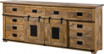 MASSIVMOEBEL24.DE Raudtee k&uuml;ljepaneel 220 x 45 x 90 cm Mango, V&auml;rv: naturaalne lakk, Suurus: 220 x 45 x 90 cm (B x S x K x K)