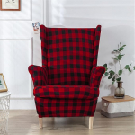 Highdi 2-osaline Wing Chair Cover, tugitooli visked, Wing Chair kaitsvad katted, elastne Stretch Tiger Chair Cover koos k&auml;etoega, k&otilde;rge seljatoega (Red Check)