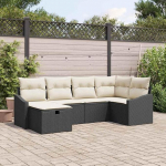 Poly Rattan Diivan Set 7-teilig mit Kissen, modernes Garten Sofa Set mit flachen Armlehnen und weichen Polyester Kissen