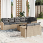 Modulares Gartensofa Set aus Poly Rattan als 8-TLG. Garten-Sofagarnitur mit Kissen in Schwarz und praktischem Stauraum
