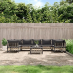 6-TLG. Garten-Lounge-Set mit Kissen Anthrazit Poly Rattan - Gartenm&ouml;bel Set als Lounge Set f&uuml;r Terrasse und Au&szlig;enbereich