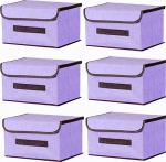 6 lillat kokkupandavat hoiukasti kaanega 26 x 19 x 16 cm, linasest kangast kokkupandav hoiukast klapp-kaanega ja k&auml;epidemetega, riidepaberite kast koju, garderoobi jaoks