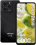 Ulefone Note 20 Pro mobiiltelefon 50MP + 8MP kaamera Octa Core 6000mAh 18W 8GB + 128GB/1TB SD Android 14 6.75 tolli HD + 90Hz 4G Dual SIM nutitelefon ilma lepinguta s&otilde;rmej&auml;lg n&auml;o ID GPS OTG 2-aastane garantii - mustanahaline