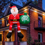 245 cm Santa Claus Inflatable Christmas Decoration Outdoor, Climbing Santa Decoration Outdoor koos LED, Inflatable Santa Claus Outdoor IP44 j&otilde;ulukaunistus katuse, muru, terrassi, &otilde;ue jaoks.