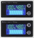 2PCS Battery Capacity Monitor 10-100V Meter Voltmeter with Temperature Display Digital Universal Battery Capacity Tester Switch Meter Meter 12V 24V 36V 48V LCD Display