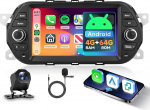 Hodozzy 4G + 64G Android autoradio Fiat Tipo Egea 2015-2017 juhtmevaba Carplay Android autole, raadio 7-tolline puuteekraaniga 2 DIN koos GPS Bluetooth WiFi, Type C/USB, DSP FM/RDS tagurduskaameraga