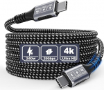 6 m USB C-USB C-kaabel, punutud nailonist USB C-kaabel Andmeedastus 20 Gbps, C-t&uuml;&uuml;pi 240 W kiirlaadimine, 4K @ 60 Hz videoedastus iPhone 17/16/15/MacBook/iPad/Galaxy jaoks