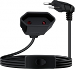90 kraadine euro pistikupesa pikendus koos l&uuml;litiga 2.5A 250V pikendusjuhe euro pistikupesa koos l&uuml;litiga euro pikenduskaabel l&uuml;hike kodumasinatele arvuti teler monitor (must, 5m)