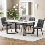 S&ouml;&ouml;gilauakomplekt 140 x 80 cm, Linasest s&ouml;&ouml;gilauakomplekt, k&ouml;&ouml;gi s&ouml;&ouml;gilaud koju ja perele, mustad metallist laudjalad + (tumehall B)