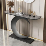 Half Moon Console Table for Entryway, 47,24-tolline kitsas dekoratiivne diivanilaud, koridorilaud esikusse, koridori, elutuppa (v&auml;rv : Must 1)
