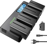 NEEWER 4er Packung NP F750 Ersatzbatterien 7,4V 5600mAh mit 4 Kanalige Ladeger&auml;t und Netzteil, kompatibel mit NP-F550/750/770/970 FM500H QM71D QM91D, Feldmonitor, Videoleuchte