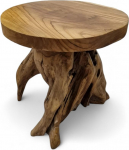 Kinaree Teak puidust k&uuml;ljelaud JOMTIEN IV - 50 cm &uuml;mmargune Juurtega puust t&uuml;vi - T&auml;ispuidust lillealune (50 cm / lauaplaat 4,5 cm)