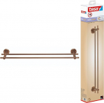 tesa Moon Bronze Double Towel Rail harjatud pronksist - isekleepuv r&auml;tikukang 2 rihmaga - PVD kaetud metall - ei vaja puurimist - sisaldab kleeplahendit - 640 mm x 49 mm x 115 mm