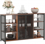 HOMCOM t&ouml;&ouml;stuslik k&ouml;&ouml;gikapp Buffet Sideboard 6 avatud riiuliga Klaasihoidja ja reguleeritav riiul baari s&ouml;&ouml;gituppa 120 x 40 x 76 cm Rustic Brown