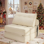 HOMMPA Kokkupandav diivanvoodi &Uuml;mberehitav 3-in-1 diivanvoodi magamistool koos pehmendusega Bean Bag diivanitool Mugav diivanvoodi p&otilde;randale Diivan Lounge magamistuppa elutuppa Beež 80 cm