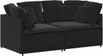 Modulaarne nurgadiivan Must samet 200 x 100 x 64 cm Tugev metallraam ja arvukad padjad Modernne disain elutuppa Teismelise tuppa K&ouml;&ouml;ki R&otilde;dule ja v&auml;ikestesse ruumidesse